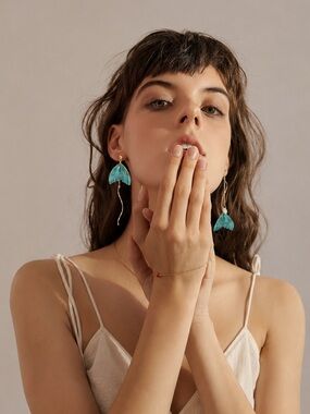 Mermaid Tail Asymmetrical Drop Gold Earrings